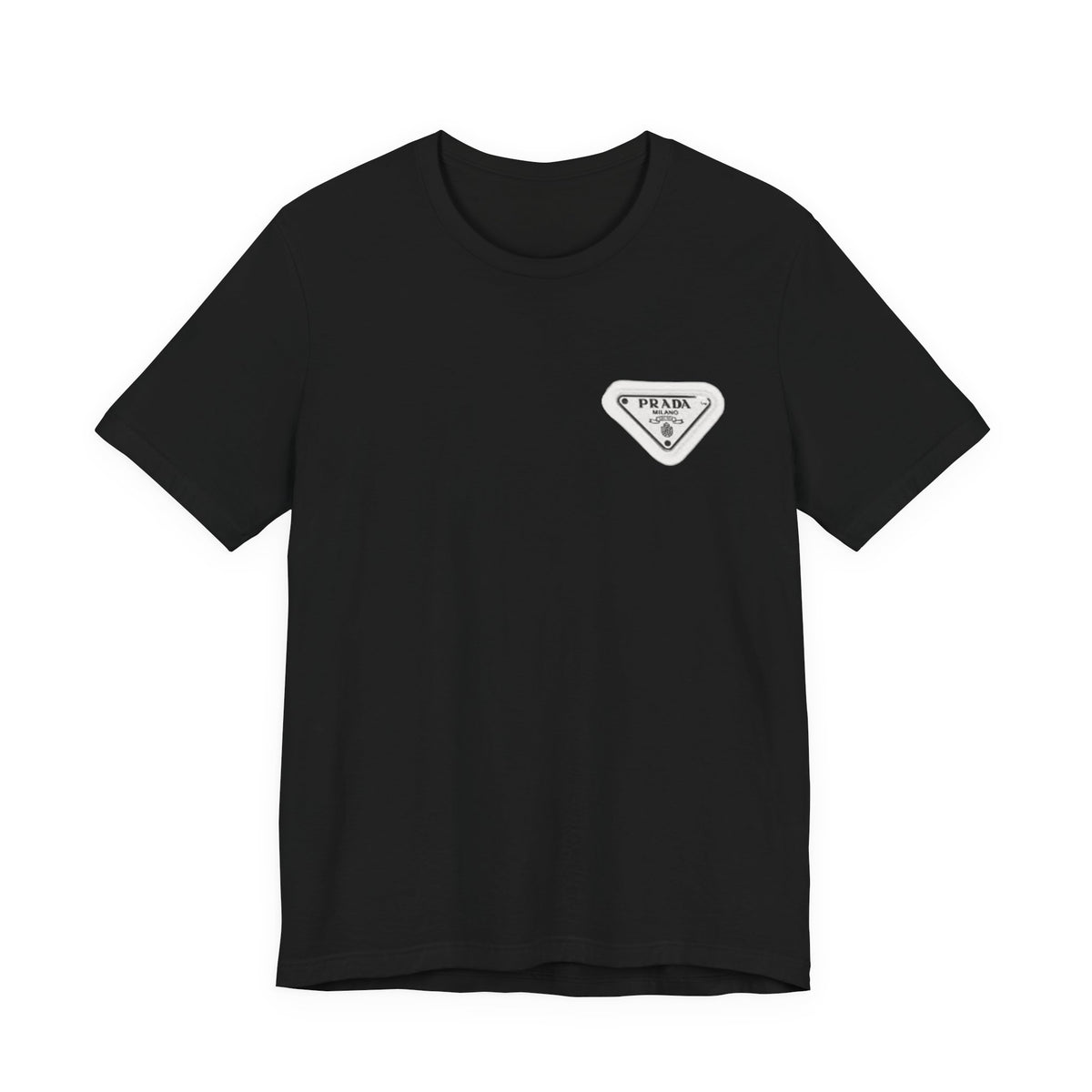 Prada Logo Patch Tee , Unisex , White and Black