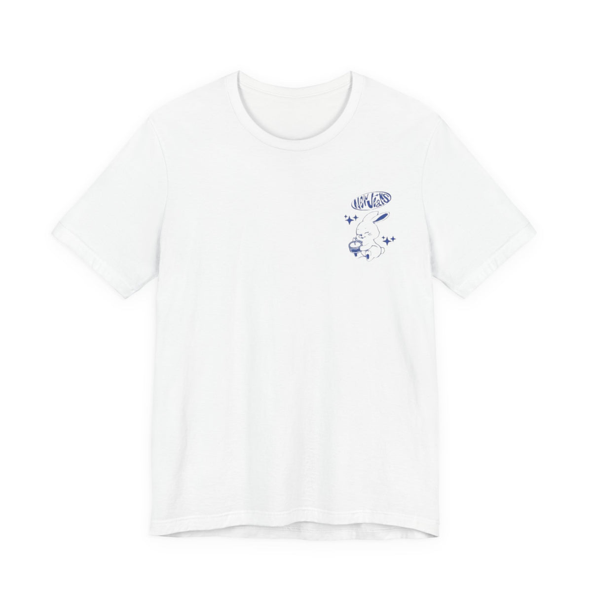 NewJeans Bunny Logo Tee , Unisex , White and black