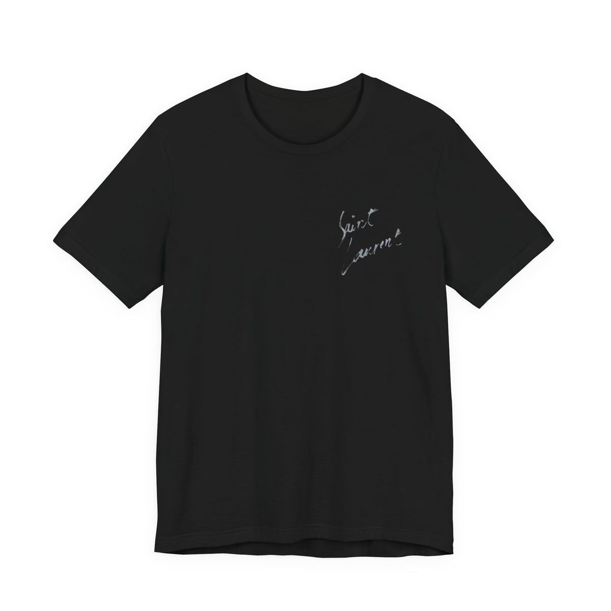 Saint Laurent Glitter Script Tee , Unisex , White and Black