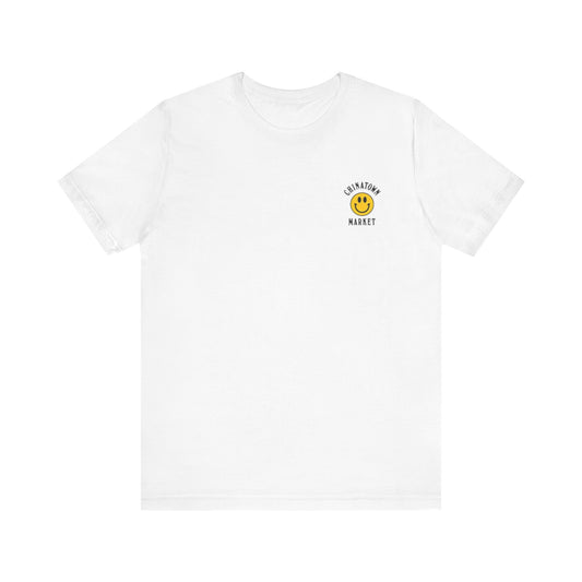 Chinatown Market Smiley Face Tee , Unisex , White and Black