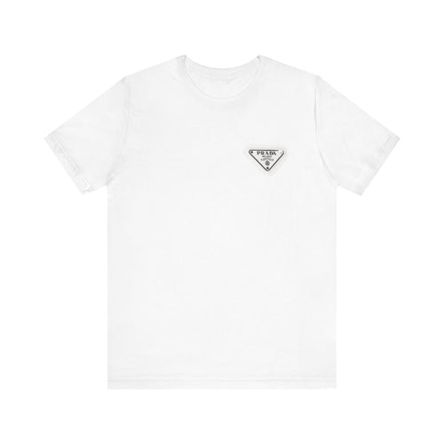 Prada Logo Patch Tee , Unisex , White and Black